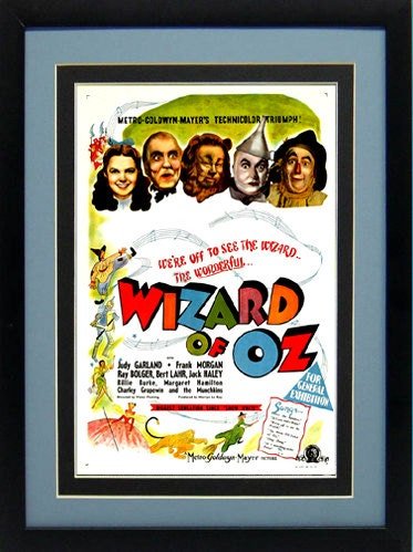 Wizard of Oz Poster Custom Framed 20x14 Highest Quality