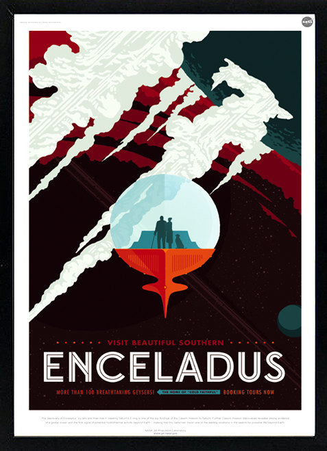 Enceladus NASA Graphic Inspirational Travel Poster