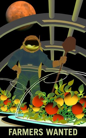 Retro MARS NASA  Poster  "Farmers Wanted!" Many Sizes Available