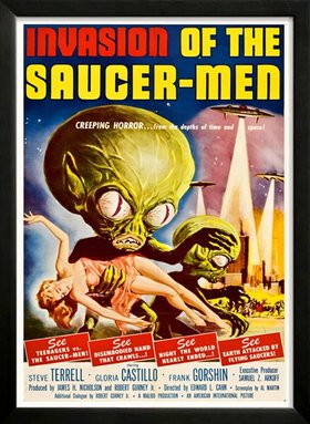Invasion of the Saucer Men Movie Poster Custom Framed