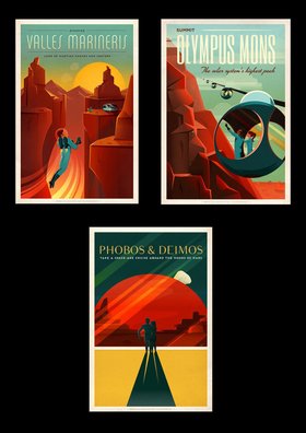 Mars Spacex Poster Set  Many Sizes Available