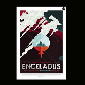NASA Retro StyleTravel Poster Enceladus, Finest Quality, Many Sizes Available