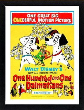 101 Dalmatians Dysney Movie Poster Framed