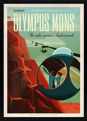 Spacex Mars Poster Olympus Mons  Framed A+ Quality 25x38