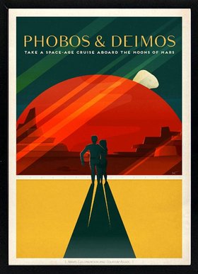 Spacex Mars Poster Vallis Marineris Lithographic A+ Quality Framed 25x38