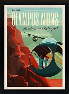 Spacex Mars Poster Olympus Mons A+ Quality Framed