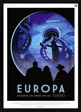 Eropa Life Under Ice NASA Graphic Inspirational Travel Poster