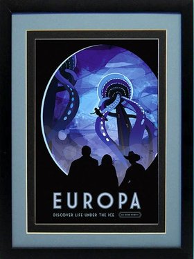 Eropa Life Under Ice NASA Graphic Inspirational Travel Poster Custom Framed & Mated Finest Quality