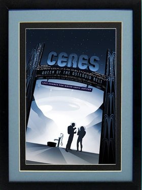 Ceres Queen of Asteroid Belt Graphic Inspirational NASA Travel Poster Custom Framed & Mated Finest Quality